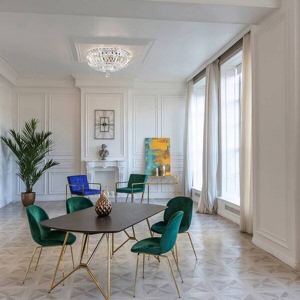 Maytoni Plafoniera in cristallo Basfor, dimmerabile, Alluminio / Grigio / Zincato, Soggiorno / Sala da pranzo, Metallo, Plafoniera