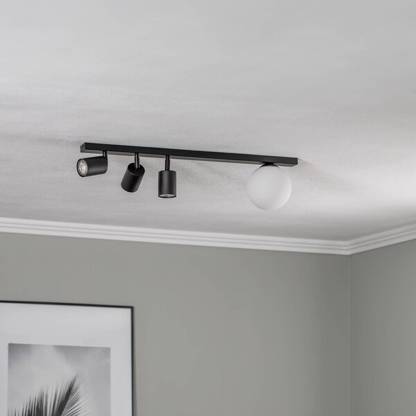 EMIBIG LIGHTING Baster 4 faretto da soffitto, acciaio, 4 luci, 3 faretti, globo