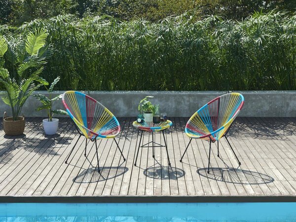 Salotto da giardino in fili di Resina intrecciati: 2 poltrone e un tavolo Multicolore - ALIOS III di MYLIA