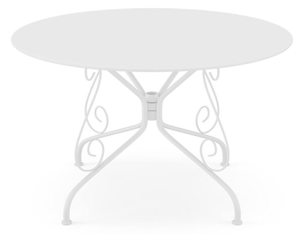 Tavolo da giardino D.120 cm in metallo effetto ferro battuto - Bianco - GUERMANTES di MYLIA