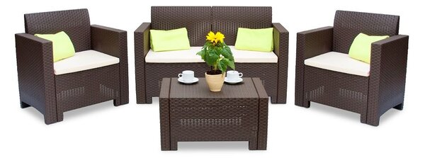 Nebraska Coffee 4 set in rattan marrone Bica