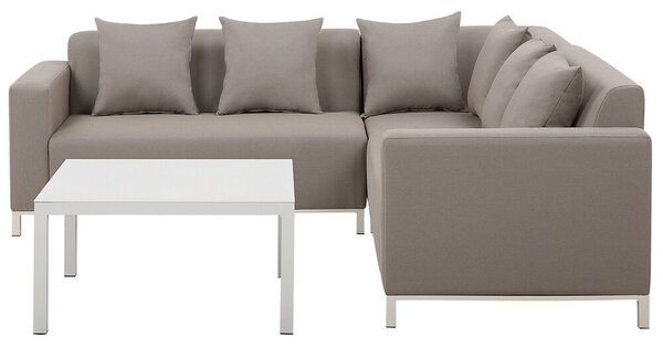 Set di 6 divani componibili per esterni con struttura in alluminio color tortora con cuscini sinistro Beliani