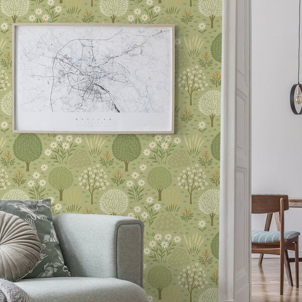 Carta da parati Piccolo frutteto nel prato, Parati fiori e piante classici, a00586 : Uwalls.it