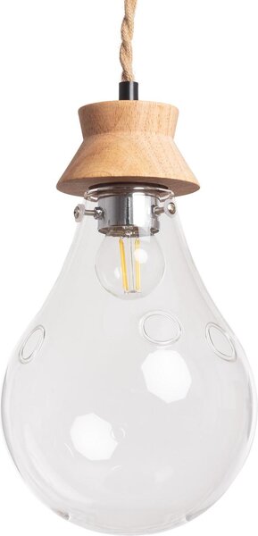 Lampada a sospensione in corda di legno e cristallo Kathu Bumbieris Natural