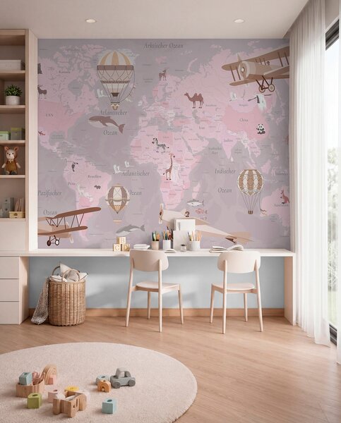 Carta da parati Voli in tedesco — rosa, Carta da parati Mappa del Mondo, c00003dev3 : Uwalls.it