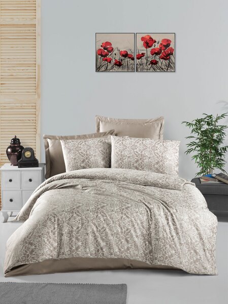 L'Essentiel Linge de Maison, Cappuccino, Set copripiumino Satin King (FR), 100 % cotone sateen, Cappuccino, 240 x 220 cm