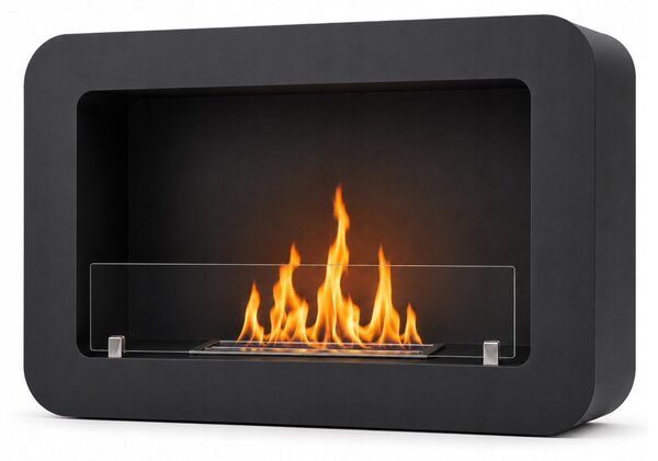 StileHome Caminetto a bioetanolo da parete Milano 70 cm, nero – Caminetto da parete con 1 bruciatore