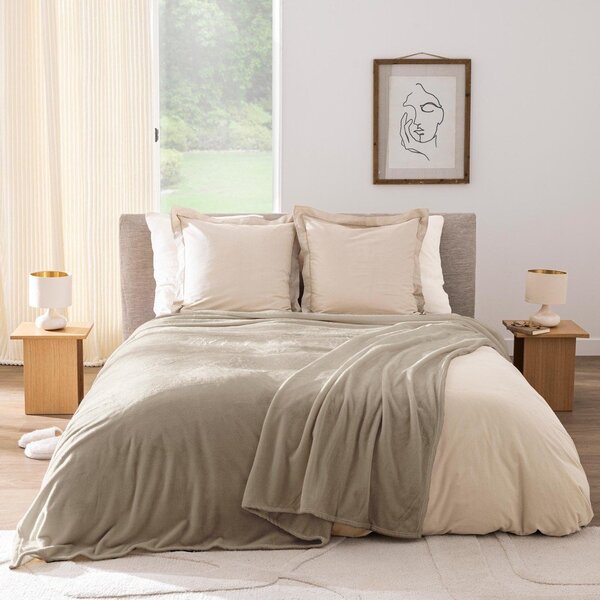 Coperta grigio tortora in microflanella 220x240 cm Flanou – douceur d'intérieur