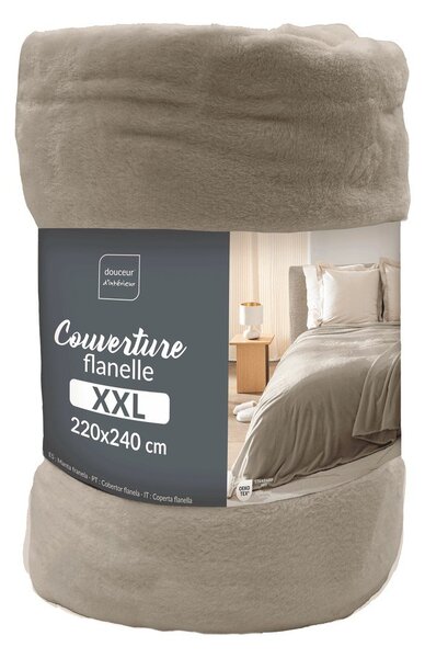 Coperta grigio tortora in microflanella 220x240 cm Flanou – douceur d'intérieur
