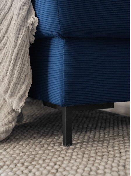 Divano letto angolare in velluto a coste blu scuro (angolo sinistro) Lofty Lilly - Miuform