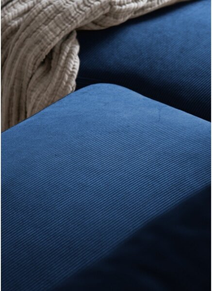 Divano letto angolare in velluto a coste blu scuro (angolo sinistro) Lofty Lilly - Miuform
