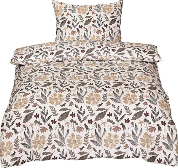 Set copripiumino e federa beige in cotone per letto singolo 140x200 cm Agatha – Cotton House