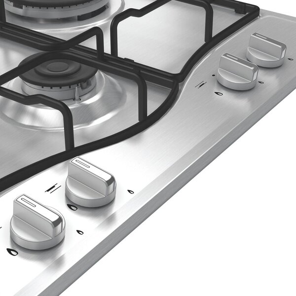 Hotpoint Ariston Piano Cottura 4 Fuochi a Gas Larghezza 59 cm (1 Bruciatore Tripla Corona) in Acciaio Inox colore Inox - PCN R643N T/IX/HA