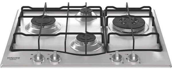 Hotpoint Ariston Piano Cottura 4 Fuochi a Gas Larghezza 59 cm (1 Bruciatore Tripla Corona) in Acciaio Inox colore Inox - PCN R643N T/IX/HA