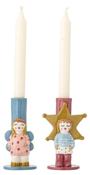 Portacandele in set in gres 2 pz Bisby – Bloomingville