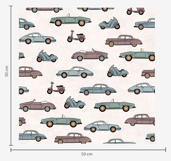 Carta da parati Corteo di piccole auto rétro, Parati stile vintage classici, a01172 : Uwalls.it