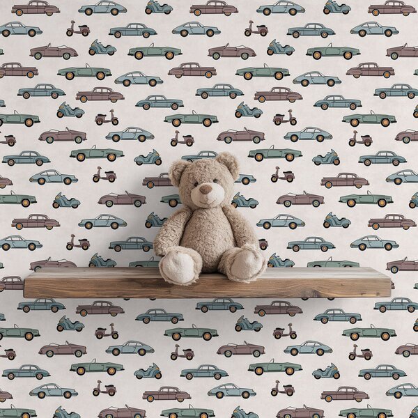 Carta da parati Corteo di piccole auto rétro, Parati stile vintage classici, a01172 : Uwalls.it