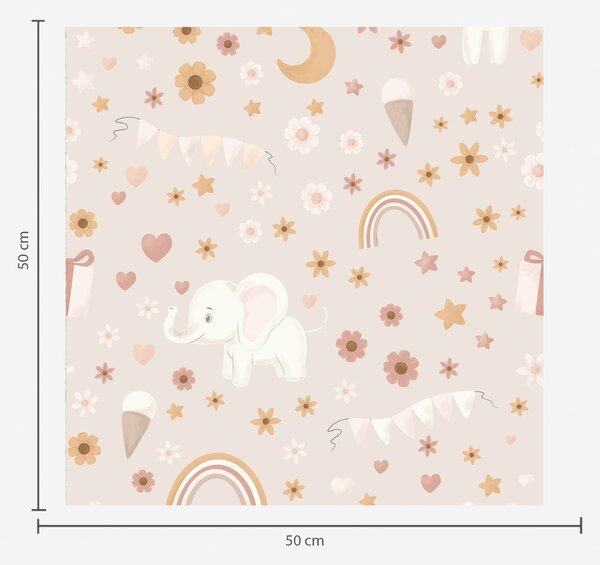 Carta da parati Elefanti sotto lune rosa, Parati unica, a00433 : Uwalls.it