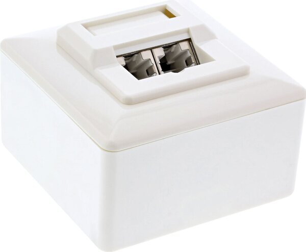 InLine® Scatola prese Cat.5e, 2x RJ45 F, LSA, esterna/interna, bianco