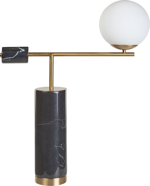 BELIANI Lampada da tavolo base in marmo nero e oro paralume in vetro soggiorno camera da letto stile moderno