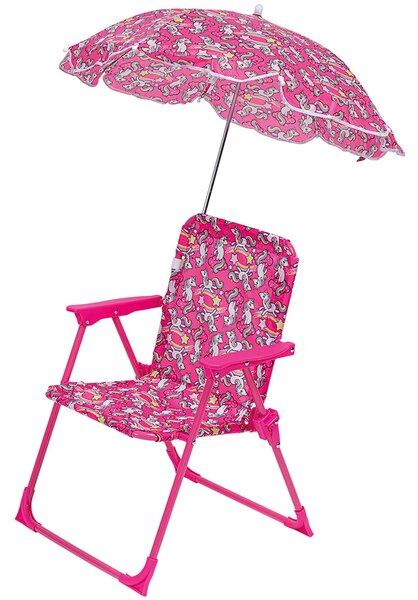 Sedia pieghevole per bambini da spiaggia o giardino con ombrellino parasole - New Unicorno