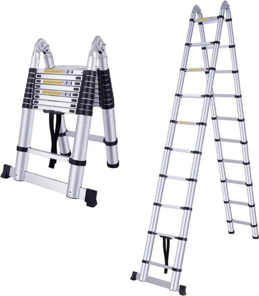 Scala telescopica doppia con snodo - 8 m, alluminio