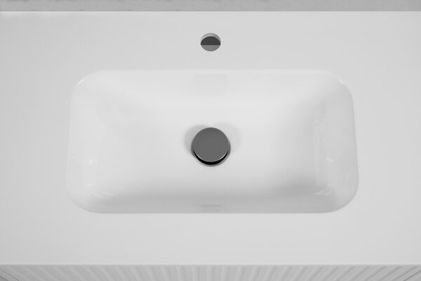 Lavabo da incasso LINEA, 60 cm, in resina minerale, bianco lucido, dimensioni 60,7 x 44,4 x 13 cm