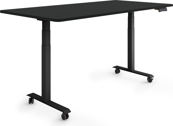 ESMART Germany EZX-132BB 160x80cm Nero Scrivania ergonomica in piedi/seduta su rotelle Regolabile elettricamente in altezza in modo continuo da 65,5 a 130,5 cm 3 porte di ricarica USB con memoria Promemoria attività Montaggio rapido