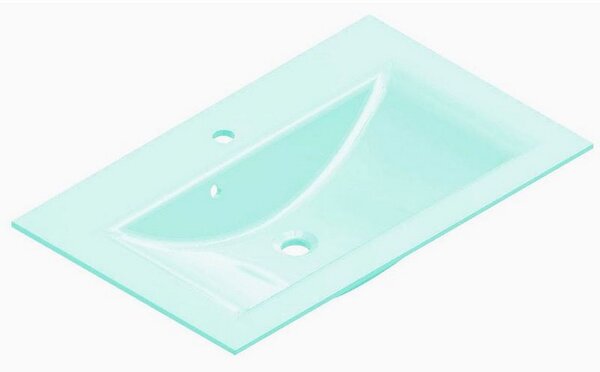 Lavabo in vetro FACKELMANN / Lavabo in vetro / Dimensioni (L x A x P): circa 80 x 14,5 x 50 cm / Lavabo da incasso / Lavabo di alta qualità per bagno e WC / Colore: verde menta / Larghezza: 80 cm