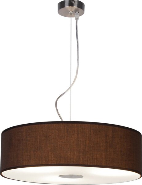 Lampada a sospensione, acciaio, tessuto marrone, vetro, P 45 cm