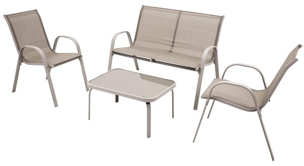 JUMI: Set di mobili da giardino composto da 2 poltrone, una panca, un tavolino, ideale per l'esterno, per terrazzi