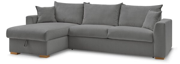 Divano angolare grigio allungabile (con composizione variabile) con rivestimento in velluto a coste Augustin – Bobochic Paris
