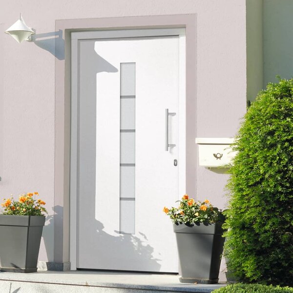 Porta d'Ingresso in Alluminio e PVC Bianco 100x210 cm