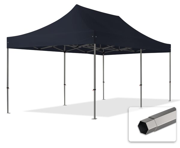 TOOLPORT 3x6 m gazebo pieghevole PVC, PREMIUM acciaio, nero