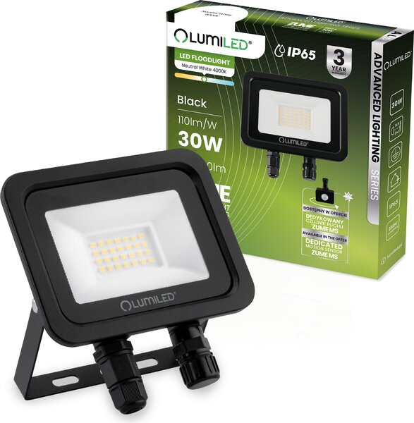 LUMILED Proiettore LED 30W super luminoso per esterni 3300Lm Proiettore LED per esterni IP65 impermeabile 4000K bianco neutro Proiettori ALS proiettori neri