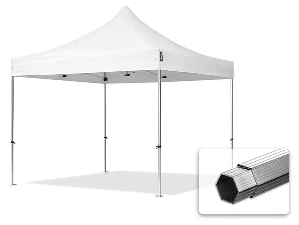 TOOLPORT 3x3m gazebo pieghevole PVC, PROFESSIONAL alluminio, bianco