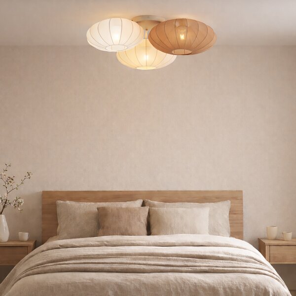 Plafoniera Japandi bianca con beige e marrone 3 luci - Multi Bida