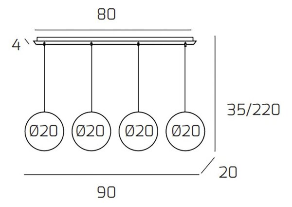 Lampadario moderno top light big eclipse 1194 bi s4 rp br am e27 led vetro sfera ambra bronzo - Top Light