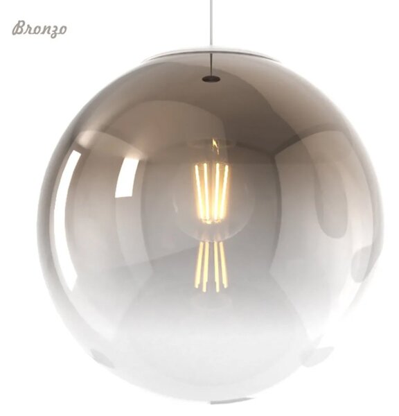 Lampadario moderno top light big eclipse 1194 bi s4 rp br am e27 led vetro sfera ambra bronzo - Top Light