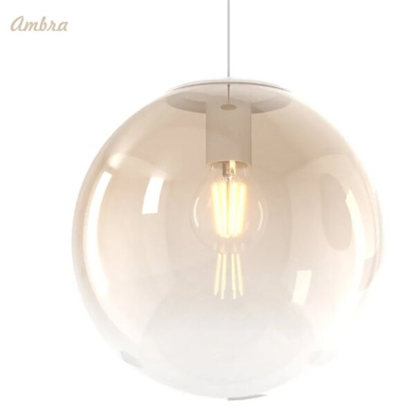 Lampadario moderno top light big eclipse 1194 bi s4 rp br am e27 led vetro sfera ambra bronzo - Top Light