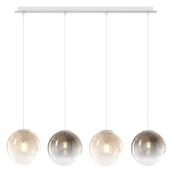 Lampadario moderno top light big eclipse 1194 bi s4 rp br am e27 led vetro sfera ambra bronzo - Top Light