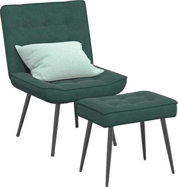 Poltrona Relax con Poggiapiedi Verde Scuro in Velluto