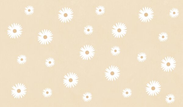 Carta da parati Fiori bianchi su sfondo beige, Carta da parati Floreale, Carta da parati popolare, t00806v2 - Tapeko.it
