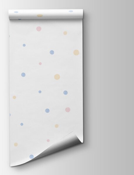 Carta da parati Sfondo bianco con puntini multicolori, Carta da parati Geometriche, Carta da parati popolare, t00807 - Tapeko.it