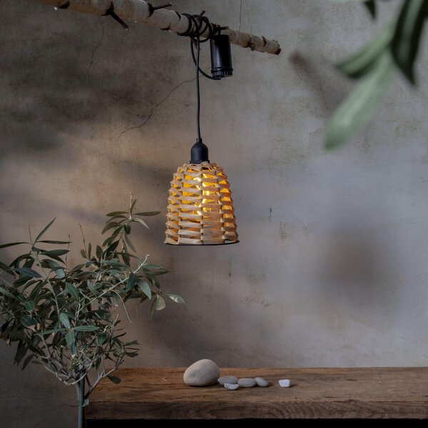 Star Trading 857-33 Paralume LED "Twine "Rattan look, marrone, plastica, 1 ww LED, circa 15x15 cm, cavo nero, cavo di alimentazione da 1 m, batteria, timer, per esterni, scatola quadricromia