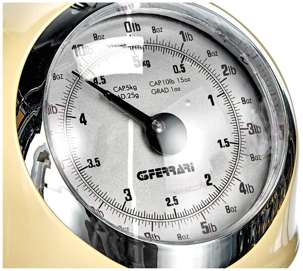 G3 Ferrari Bilancia da cucina meccanica analogica con Ciotola Portata Massima 5 Kg colore Beige - G20003 Aska