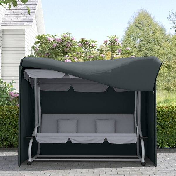 Outsunny Copertura per Dondolo Hollywood a 3 Posti Impermeabile, Telo Protettivo per Dondolo da Giardino, in Tessuto Oxford, 220x125x172 cm, Grigio | Aosom Italy