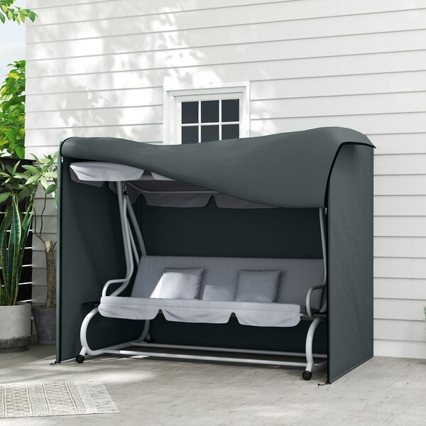 Outsunny Copertura per Dondolo Hollywood a 3 Posti Impermeabile, Telo Protettivo per Dondolo da Giardino, in Tessuto Oxford, 220x125x172 cm, Grigio | Aosom Italy
