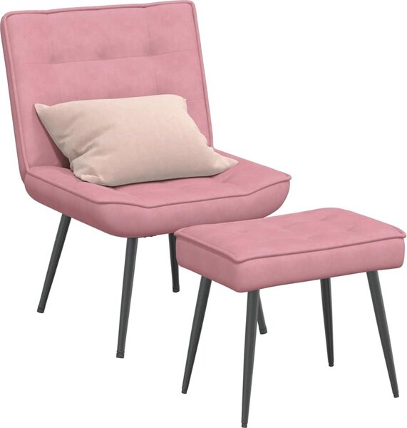 Poltrona Relax con Poggiapiedi Rosa in Velluto