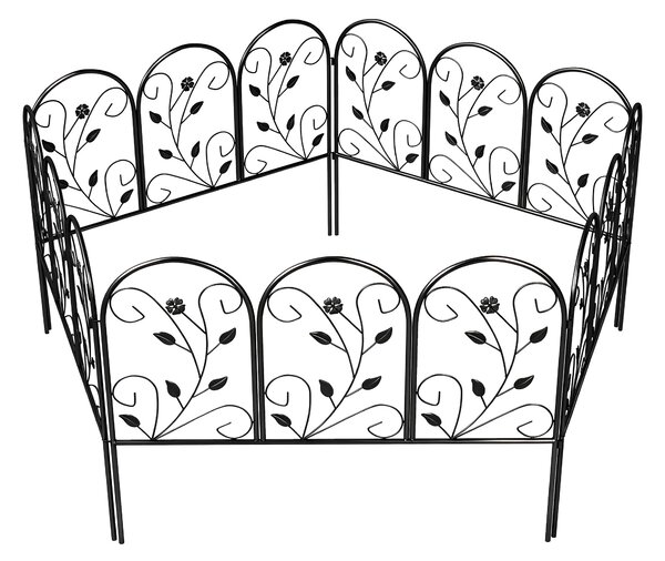 Outsunny Recinzione da Giardino in Metallo 80x60 cm, Set Griglia Decorativa con Piede per Giardino e Aiuole, Nero | Aosom Italy